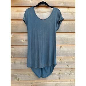 Katie green twist open back short sleeve shirt